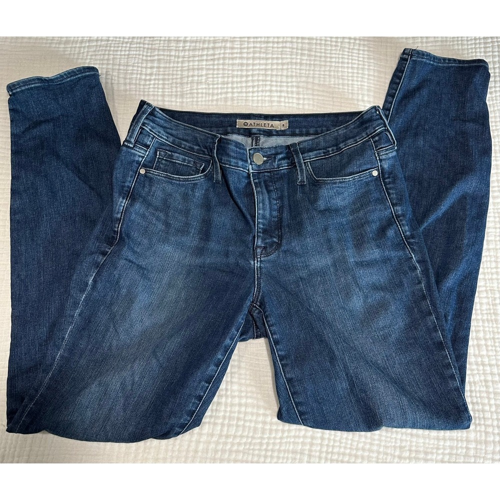 Athleta Sculpttek Denim Jeans Dark Wash Skinny Leg Modern Rise Stretch Size 6